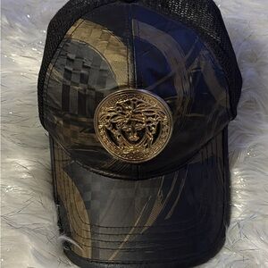 Versace Black and Gold Cap with Medusa Logo
